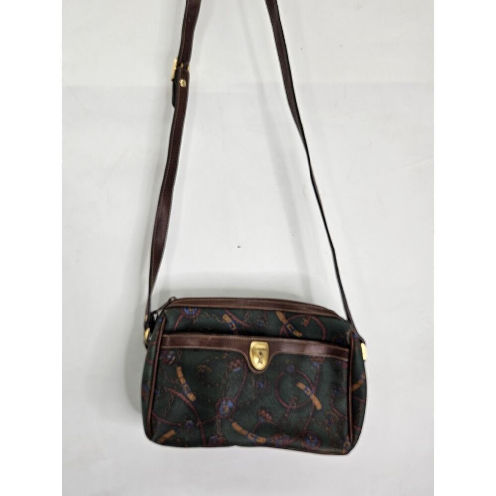 Vittoria Brown Leather Crossbody Bag Vintage Paisley Pattern Boho Classic